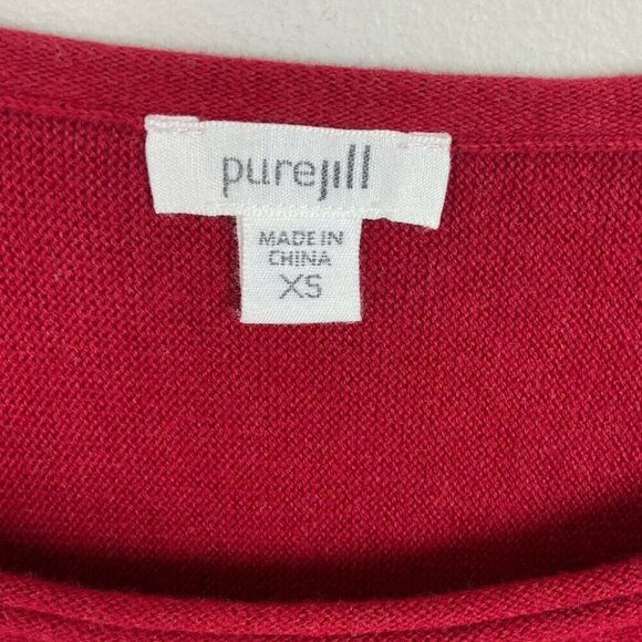 J Jill Cashmere Sweater Red Bell Sleeve Kimono Pullover Top Size XS Knit Minimal - Picture 3 of 12